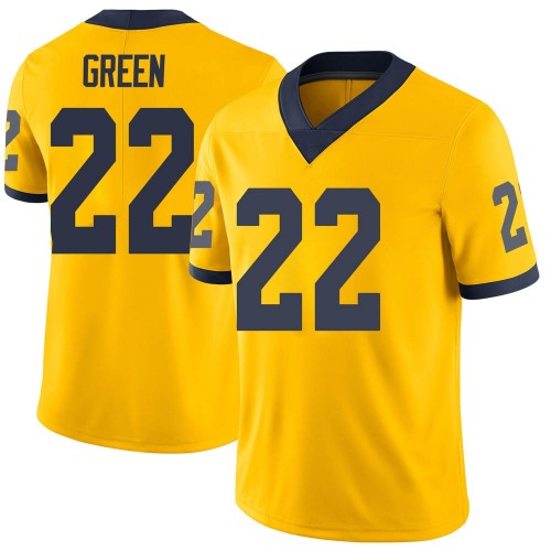 Gemon Green Michigan Wolverines Men's NCAA #22 Maize Limited Brand Jordan College Stitched Football Jersey UOV7654LK